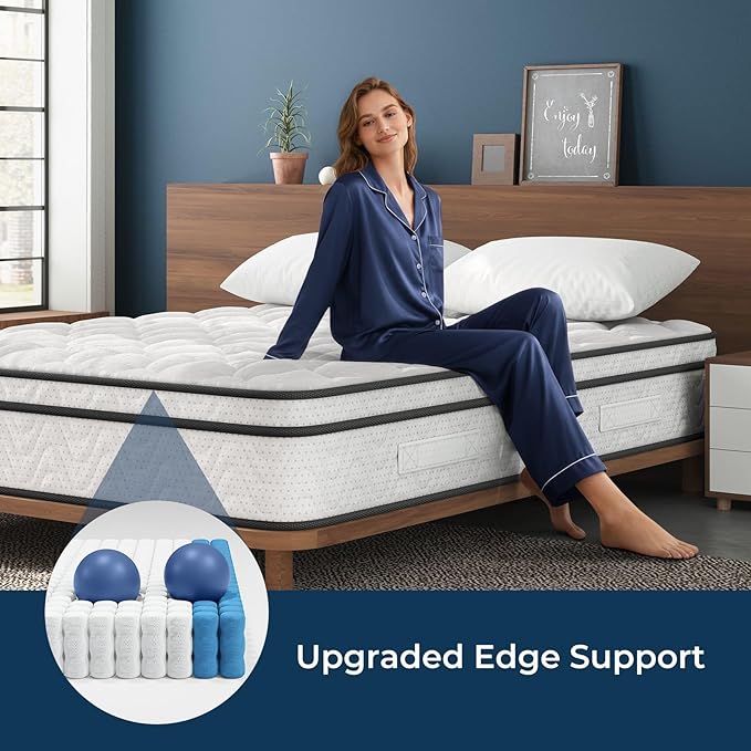 Vesgantti Mattress Twin XL 9 Inch, Fiberglass-Free | Cool Sleep Hybrid Mattress in a Box - Memory Foam & Pocket Springs, Ergonomic Design, Pressure Relief, Medium Firm Feel, 39"*80"*9