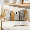 Decorative Lumbar Throw Pillow Cover 14x24 Boho Yellow Mustard Accent Cushion by BlissBlush