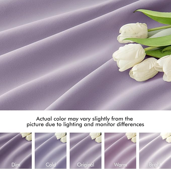 MIULEE Lilac Back Tab Blackout Curtains 52x84 Inch Length 2 Panels Set | Rod - Image 8