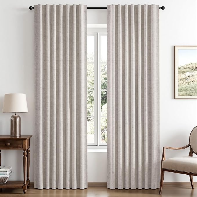 MIULEE 100% Blackout Linen Curtains by MIULEE
