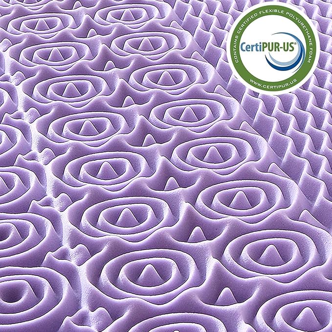 MUXHOMO 2 Inch 7-Zone Full Mattress Topper, Egg Crate Foam Mattress Topper Full Size for Back Pain, Lavender Cooling Gel Infused Bed Pad, CertiPUR-US and Oeko-TEX Certification (54"×75")