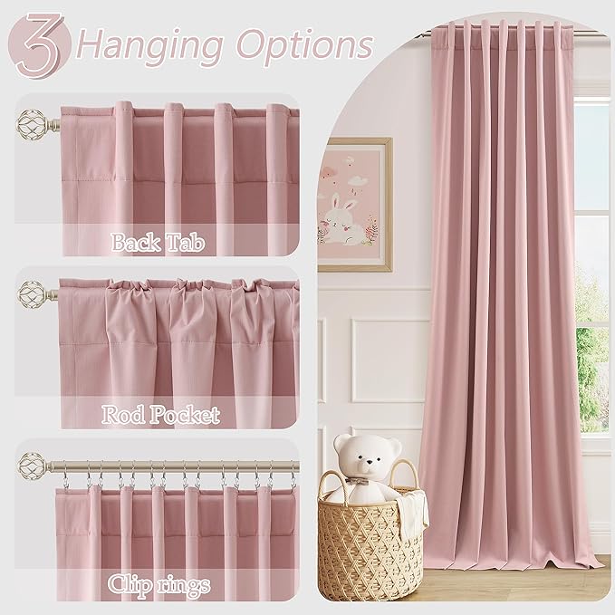 100% Blackout Linen Curtains 63 Inch 2 Panels Set - Image 6