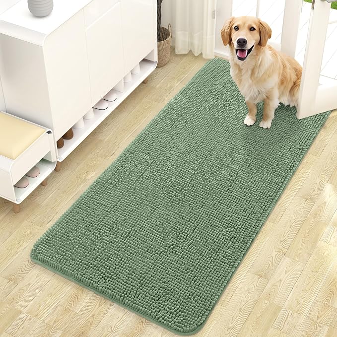 OLANLY Dog Door Mat for Muddy Paws 47x24, Super Absorbent Chenille Mud Mat | by OLANLY