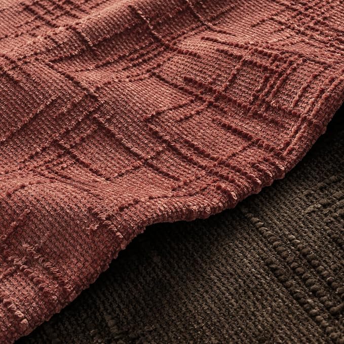 MIULEE Chenille Textured Fall Throw Pillow Covers Rust 18x18 Set of 2 | Slubby - Image 8