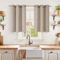 YoungsTex Oatmeal Linen Kitchen Curtains 36 Inches Long 2 Panels Set | Small by YoungsTex