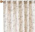 Grey Vintage Floral Linen Curtains Farmhouse 50W X 84L 2 Panels | Elisa Series by Lazzzy