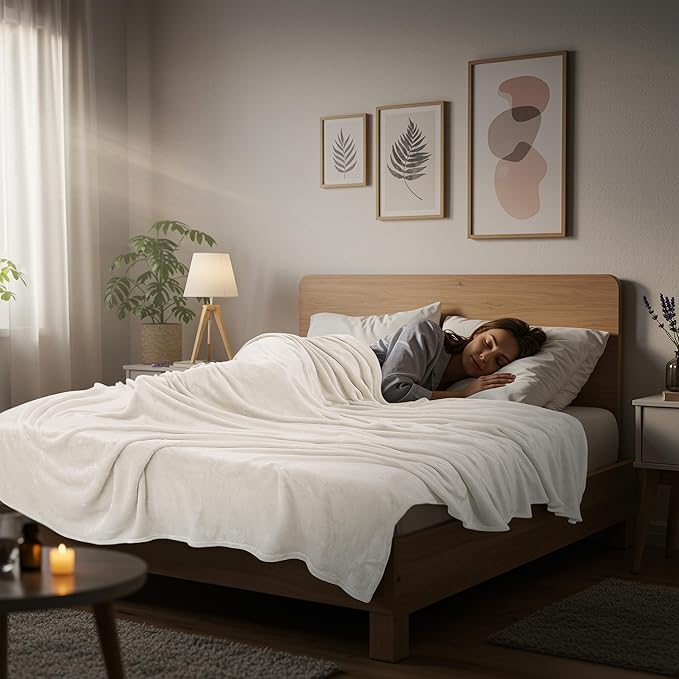 Utopia Bedding Ultra Soft Fleece Bed Blanket Queen Size Ivory | Microfiber - Image 6