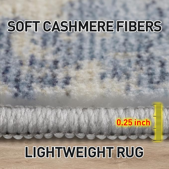 8x10 Area Rugs for Living Room: Washable Abstract Blue Gold Badroom Carpet | - Image 7