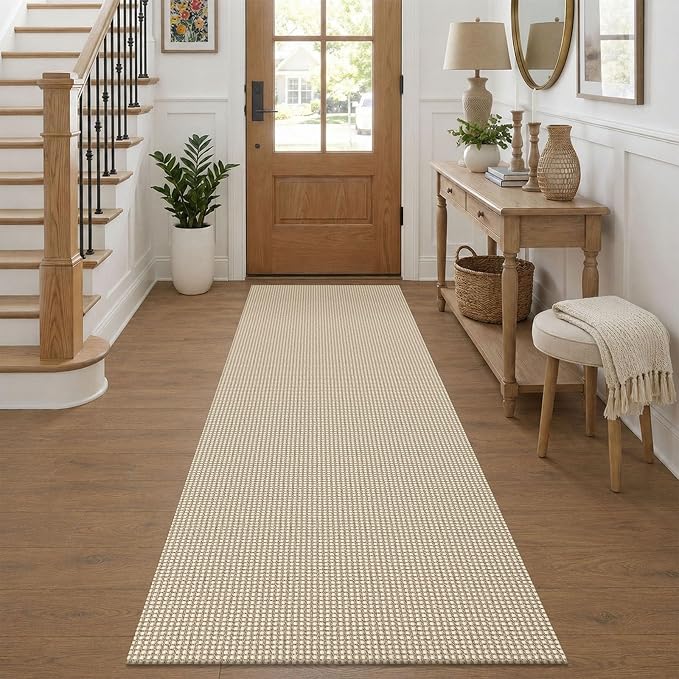 KOZYFLY Cotton Runners for Hallway 2.5'x8', Washable Runner Rug, Woven Non Slip by KOZYFLY