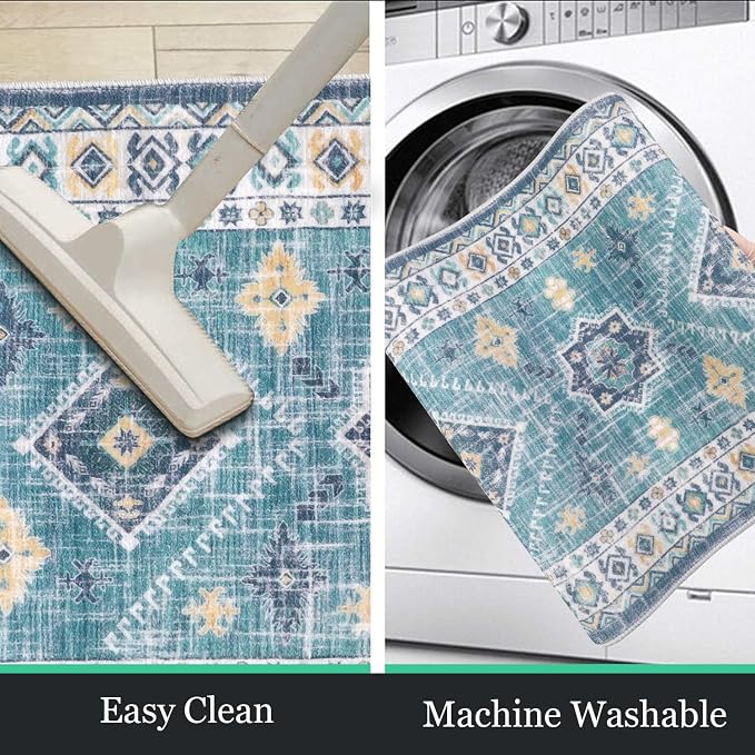 HEBE Boho Kitchen Rugs Set of 3, Non Slip Washable Kitchen Mats - Image 5