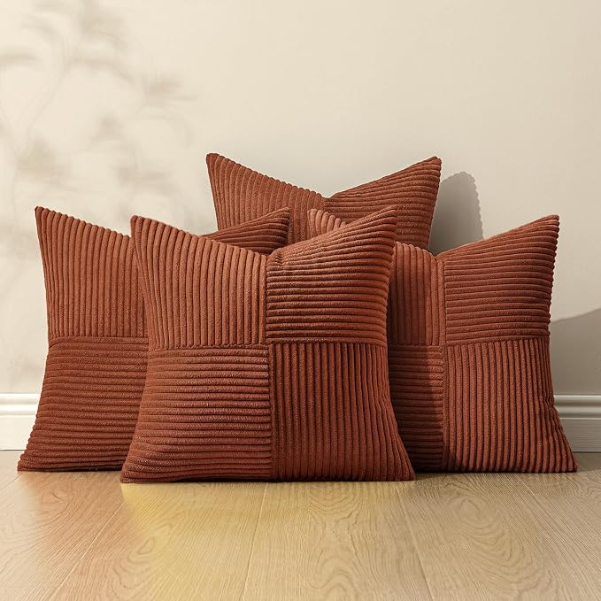 MIULEE Fall Boho Farmhouse Rust Decorative Throw Pillow Covers 20x20 Inch 4 - Image 5