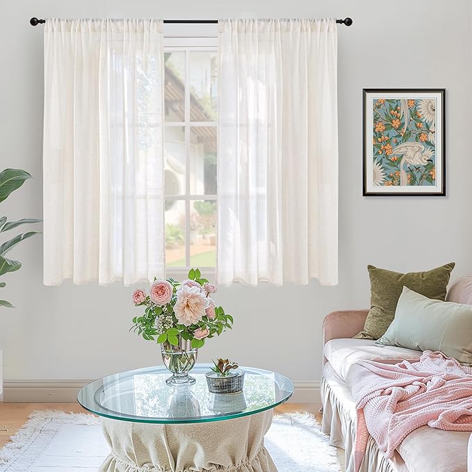 BGment Short Linen Curtains 42X54 Inch Length - Image 2
