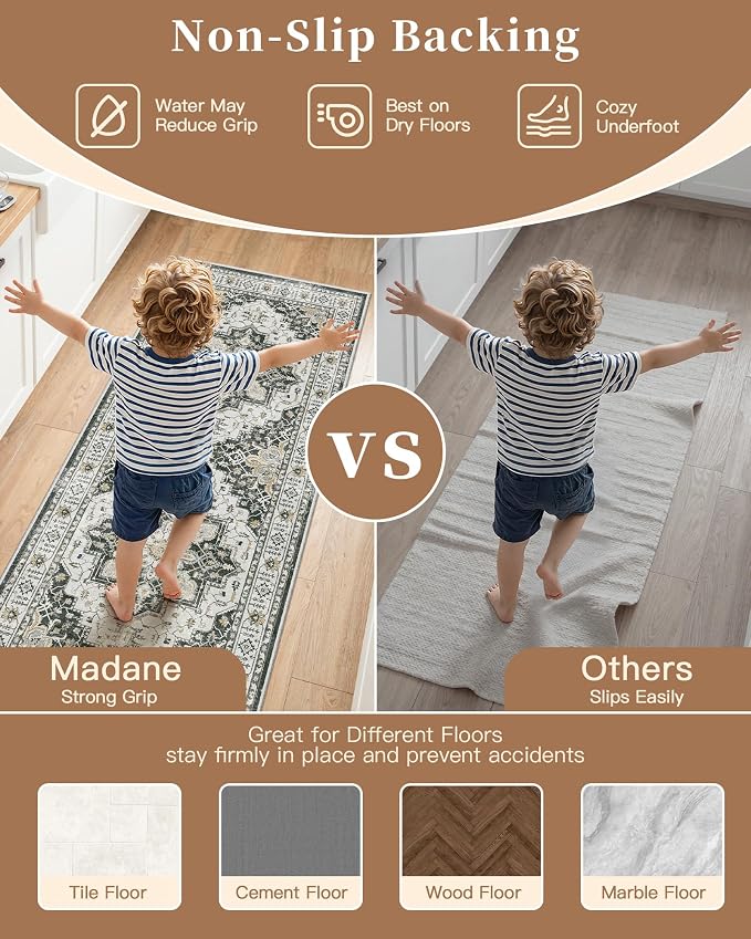 Madane Washable Kitchen Rug Set of 3 Small Area Rugs Non-Slip - Image 8