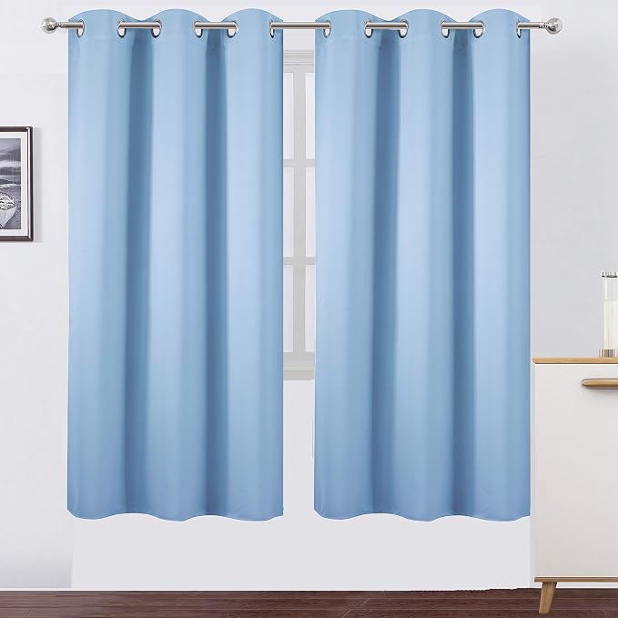 Sky Blue Thermal Blackout Curtains/42 x 72 Inch/Set of 2 Panels Room Darkening by Lemomo