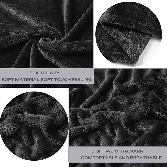Dark Grey Fleece Plush Throw Blanket 60"x80"for Couch Fuzzy Cozy Flannel | - Image 4