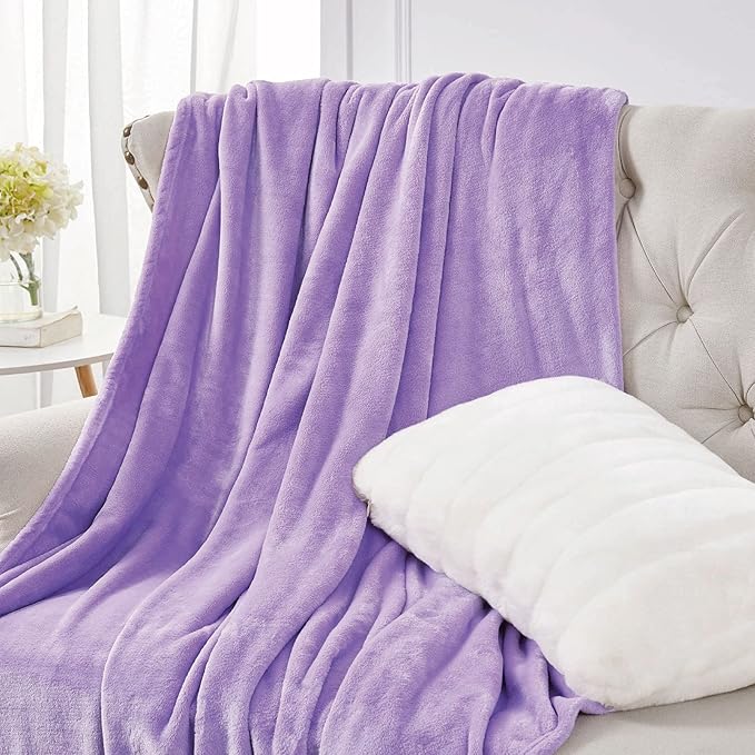 Walensee Fleece Blanket Plush Throw Fuzzy Lightweight (Queen Size 90x90 Lavender) Super Soft Microfiber Flannel Blankets for Couch, Bed, Sofa Ultra Luxurious Warm and Cozy for All Seasons
