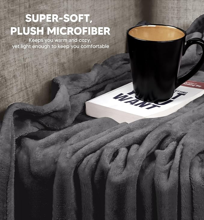 Utopia Bedding Fleece Bed Blanket California King Size Grey | Microfiber Plush - Image 9