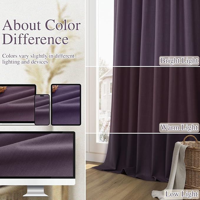 100% Blackout Curtains 96 Inch Length 2 Panels Set - Image 7