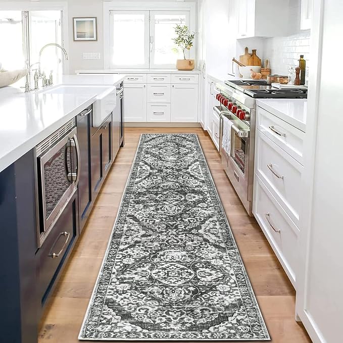 HEBE Hallway Runner Rug 2'x8', Washable Non Slip Kitchen Rug Runner | Soft Boho - Image 8