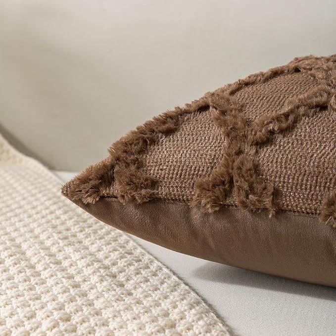 Set of 2 Soft Moroccan Throw Pillow Covers 18x18 Inch Plush Boho Decorative - Image 6