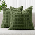 MIULEE Corduroy Decorative Throw Pillow Covers 18x18 Moss Green Pack of 2 | by MIULEE