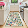 PLHXFR 2.6x8 Washable Runner Rug：Floral Indoor Kitchen Soft Carpet Green | by PLHXFRSoftAreaRugs