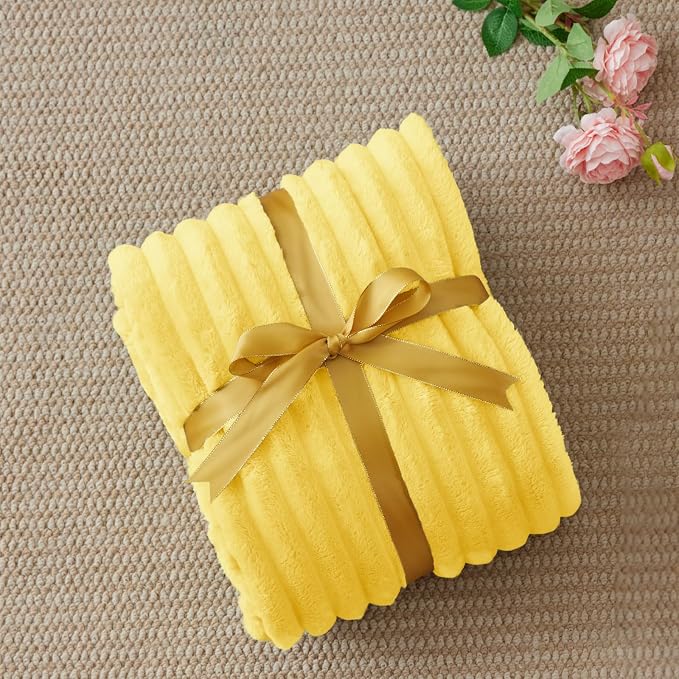 BEDELITE Ribbed Twin Blanket for Couch & Bed, Custard Yellow, Warm Yet - Image 6