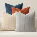 MIULEE Soft Corduroy Decorative Throw Pillow Covers Blue-Yellow 20x20 | Set of 4 by MIULEE