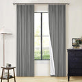 Grey Pinch Pleated 100% Blackout Linen 80 Inch Window Curtains 2 Panels Set | by Twodrapes