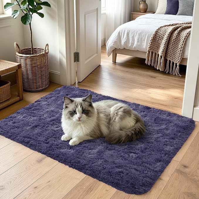 2x3 Taro Purple Fluffy Soft Area Rug Non-Slip - Image 2