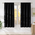 NICETOWN Black Faux Linen Room Darkening Rod Pocket Curtains 63 inch Length by NICETOWN