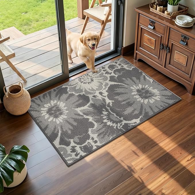 Findosom Washable Runner Rug 2x3, Non Slip High-Low Textured Floral Small - Image 5