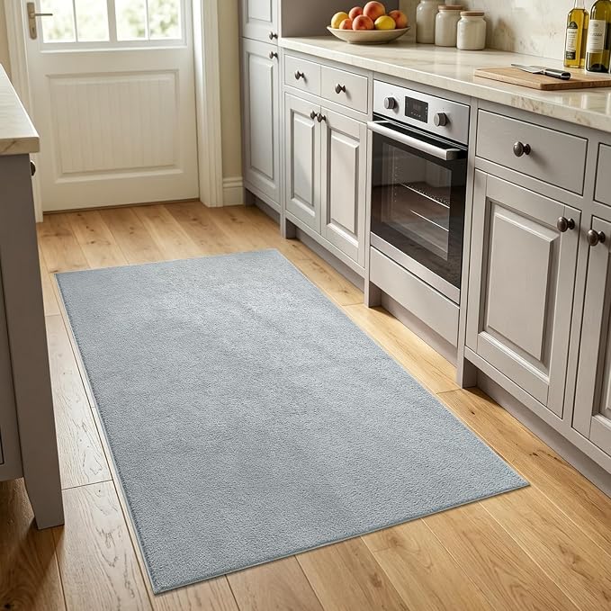 3x5 Light Grey Solid Area Rug Washable Non-Slip Soft - Image 2