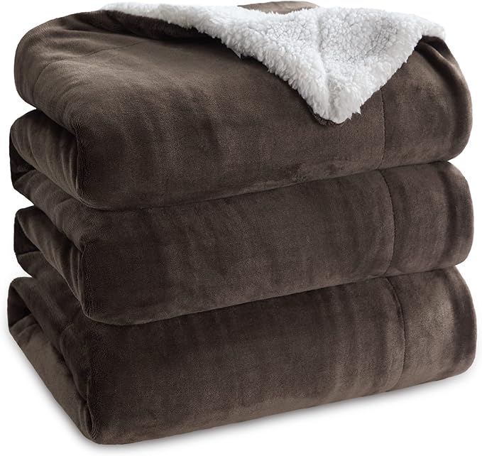 Bedsure GentleSoft Sherpa Fleece Blankets King Size for Bed - Thick and Warm Throw for Women and Men, Soft Fuzzy Plush King Blanket for Winter, Brown, 108x90 Inches