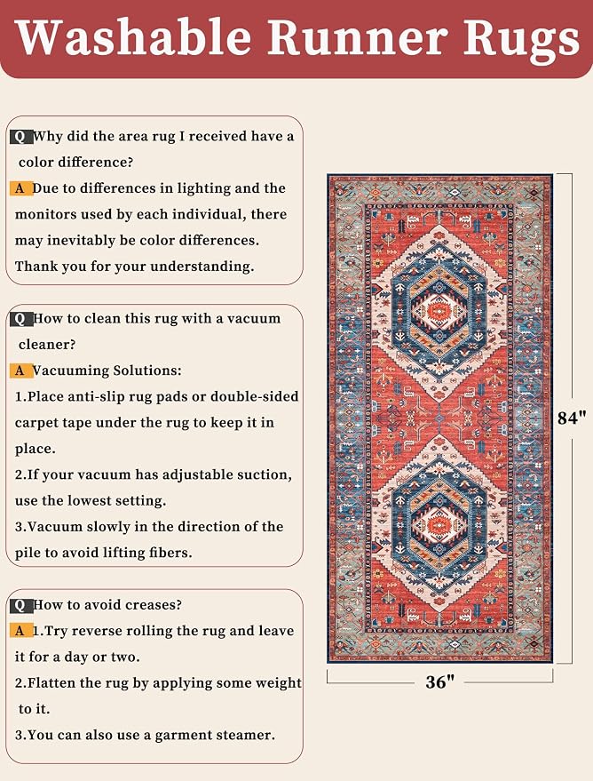 SERISSA 3x7 Washable Non Slip Boho Runner Rug - Image 6