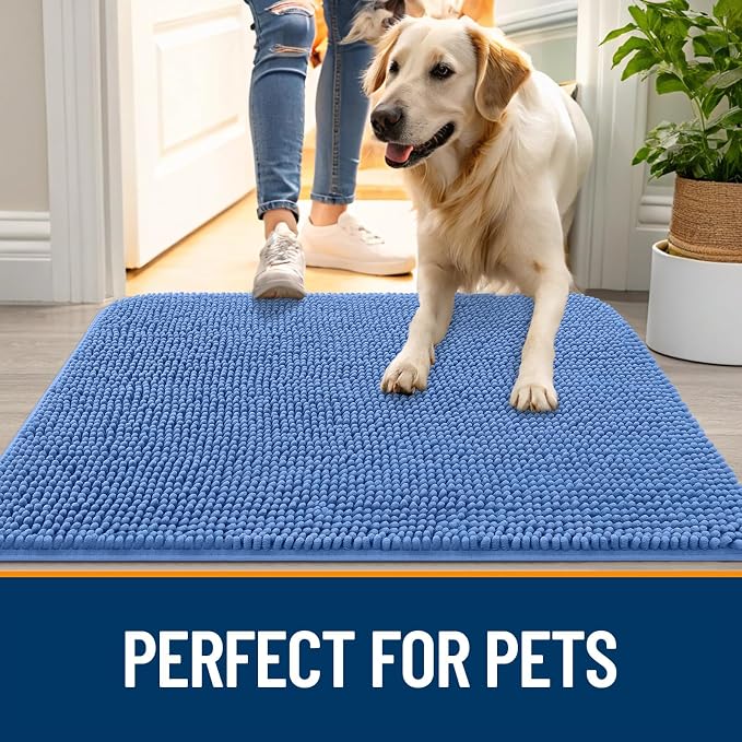 OLANLY Dog Door Mat for Muddy Paws 44x24, Super Absorbent Chenille Mud Mat | - Image 6