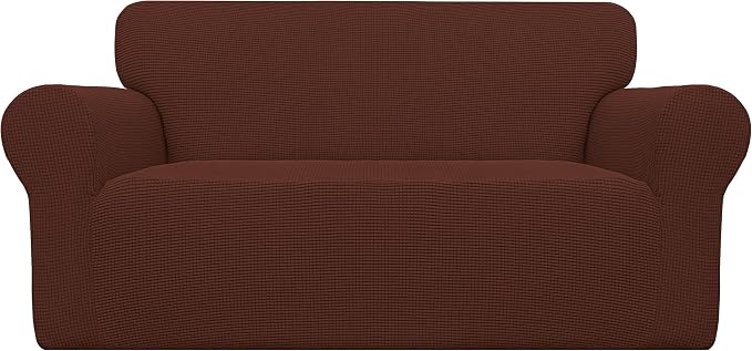 Easy-Going Stretch Oversized Loveseat Couch Covers Washable Coffee | 1-Piece by Easy-Going