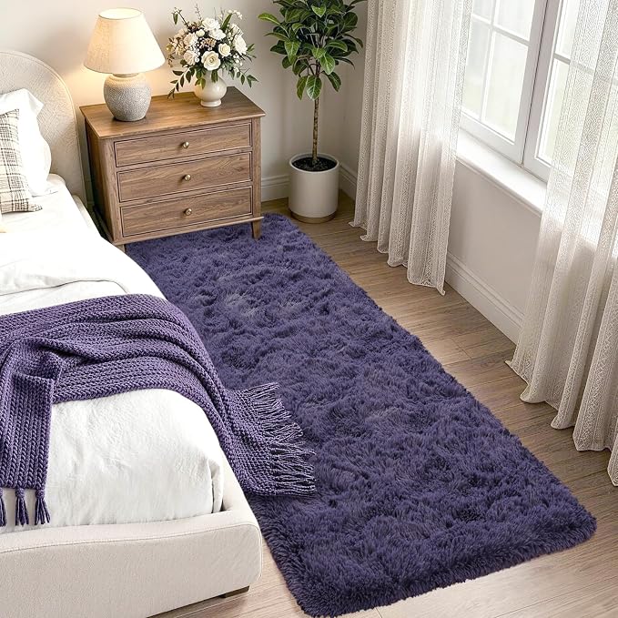 2x6 Taro Purple Fluffy Soft Runner Rug Non-Slip - Image 2