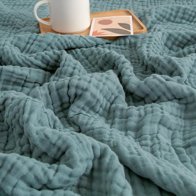 EMME Muslin Blankets for Adults Throw Blanket for Couch Breathable Gauze Soft by EMME