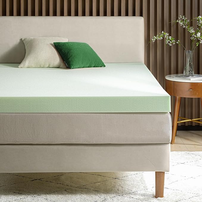 ZINUS 4 Inch Green Tea Memory Foam Mattress Topper, Smaller, More Convenient WonderBox Packaging, Pressure-Relieving Layers, CertiPUR-US Certified, King
