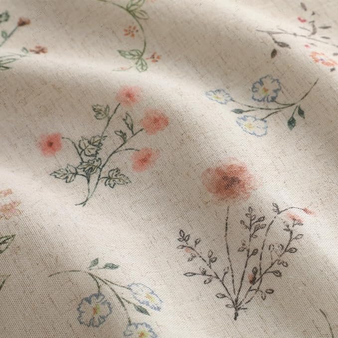 Boho Floral 100% Blackout Curtains 84 Inch 2 Panels Linen Texture | Farmhouse - Image 5