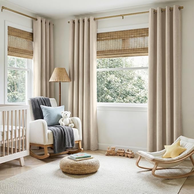100% Blackout Linen Textured Curtains 90 Inch Long, Natural Flax | 100% - Image 5