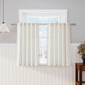 Cream Linen Textured Curtains 45 Inch Length Light Filtering Semi Sheer Short by Nanspring
