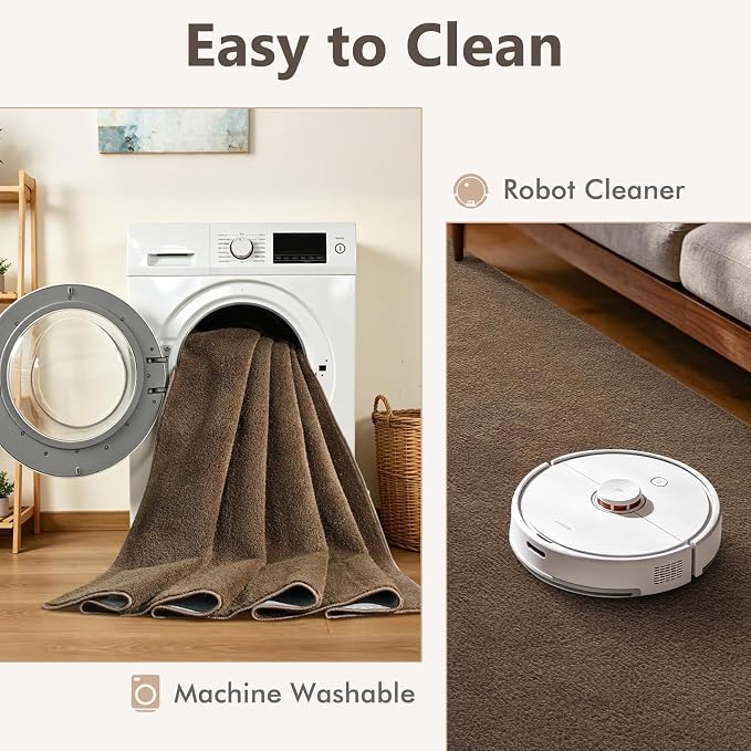 2x3 Beige Brown Solid Area Rug Washable Non-Slip - Image 7