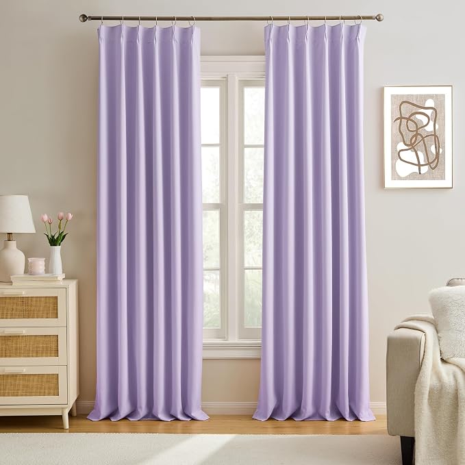 Pinch Pleated Curtains 108 Inches Long, Energy Saving Window Treatment Privacy by KEQIAOSUOCAI
