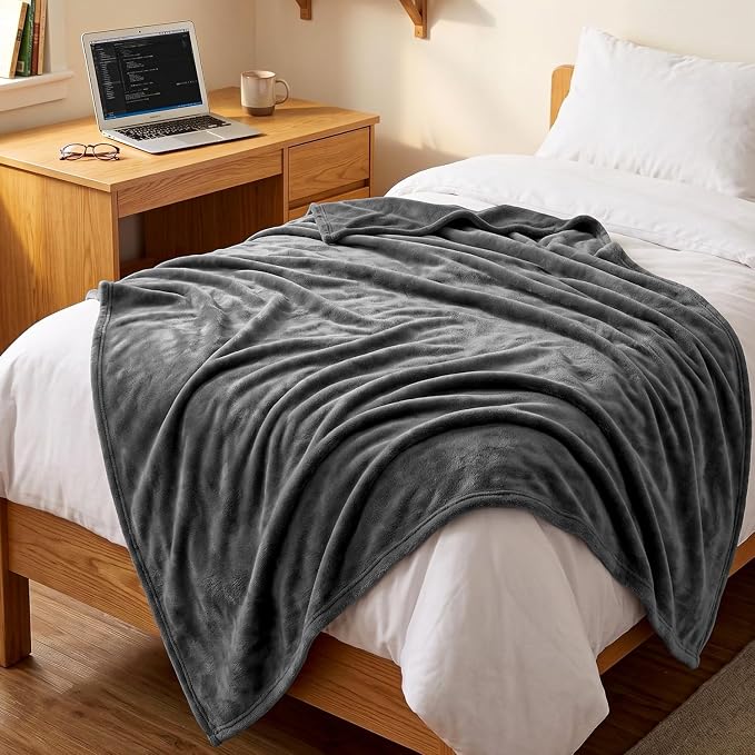 Utopia Bedding Ultra Soft Fleece Bed Blanket Twin XL Size Grey | College Dorm - Image 7
