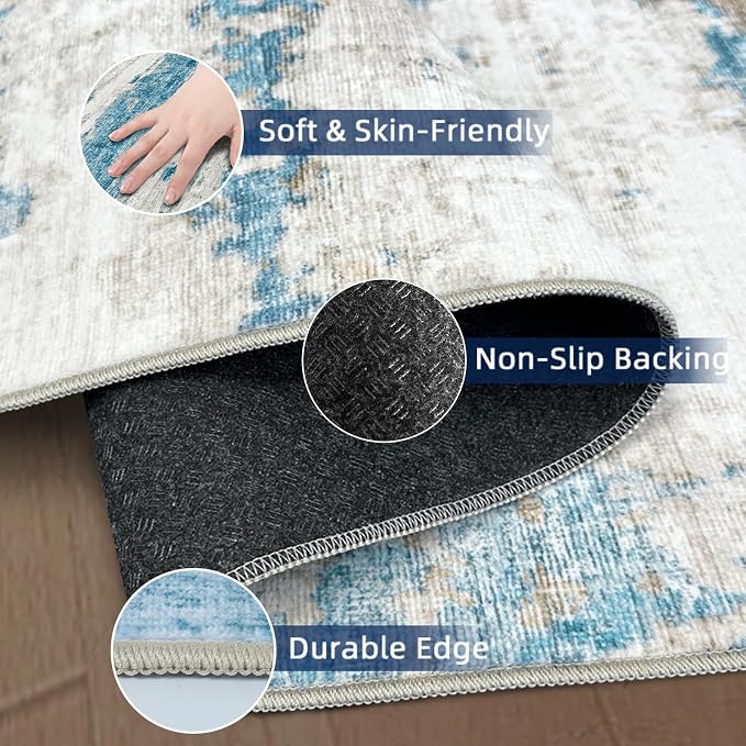2x5 Washable Runner Rugs，Modern Abstract Rug Runner, Ultra-Thin Kitchen Runner - Image 4