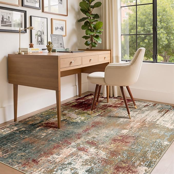 RELEANY Washable 4'x5' Abstract Area Rug - Image 3