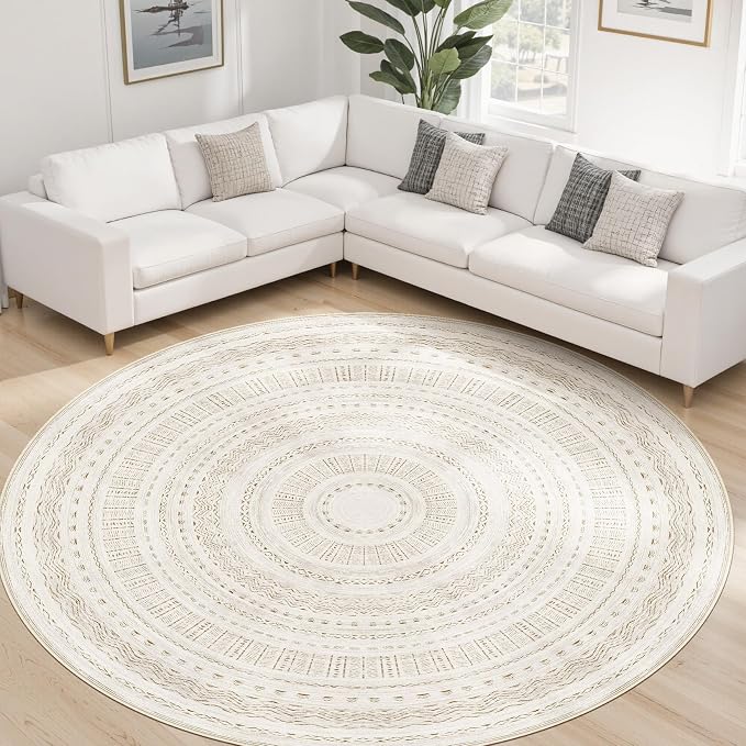 cotiled 8x8 Round Rug 8ft Circle Living Room Boho Area Rugs | Solve Modern - Image 8