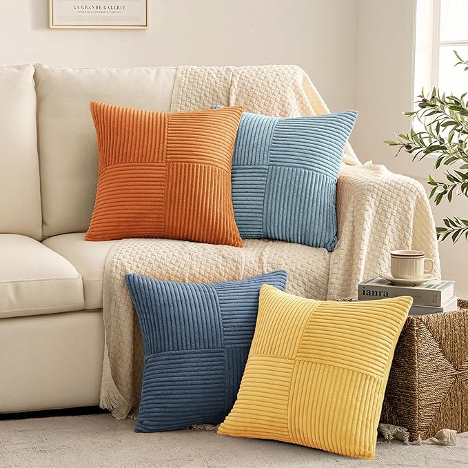 MIULEE Summer Yellow Blue Decorative Throw Pillow Covers 18x18 Inch Set of 4 - Image 3